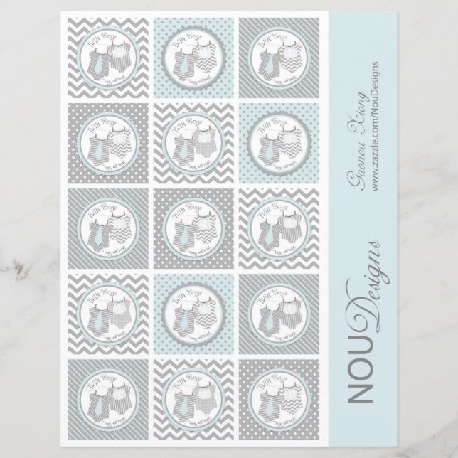 ツインボーイズタイボウタイミックスプリントカップケーキトッパー (正面)