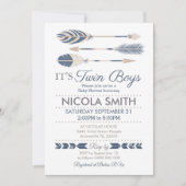 ツインボーイズトライバルアローベイビーシャワー招待状 招待状 (正面)