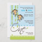 ツインボーイズファースト誕生日招待状 招待状 (正面)