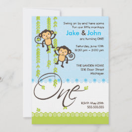 ツインボーイズファースト誕生日招待状 招待状