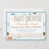 ツインボーイズブルーオレンジブラウンドットベビーシャワー 招待状 (裏面)