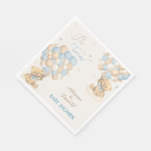 ツインボーイズブルーベアーバルーン赤ちゃんシャワー スタンダードランチョンナプキン (角)