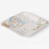 ツインボーイズブルーベアーバルーン赤ちゃんシャワー ペーパープレート (傾斜あり)