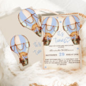 ツインボーイズベアーバルーン&スターベビーシャワーボホ 招待状