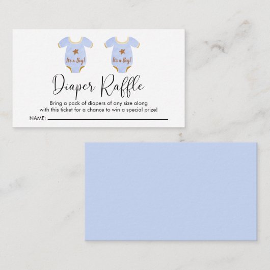 ツインボーイズベビーシャワーおむつラッフル エンクロージャーカード (正面/裏面)