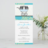 ツインボーイズベビーシャワー招待状-ベビー台車 招待状 (スタンド正面)