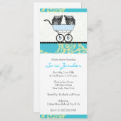 ツインボーイズベビーシャワー招待状-ベビー台車 招待状 (正面/裏面)