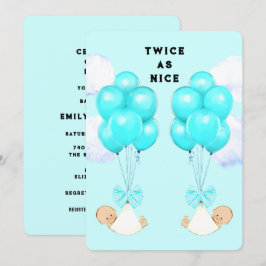 ツインボーイズベビーシャワー招待状 招待状