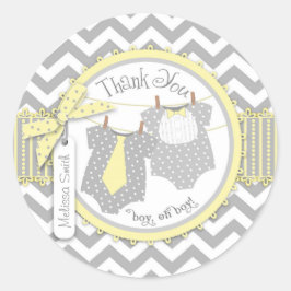 ツインボーイズボウタイシェブロンプリントサンキューレーベル ラウンドシール