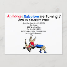 ツインボーイズレスリング誕生日招待状