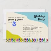 ツインボーイズレトロ70のフローラ誕生日パーティー 招待状 (正面)