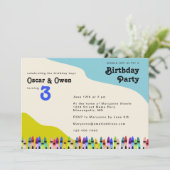 ツインボーイズレトロ70のフローラ誕生日パーティー 招待状 (スタンド正面)