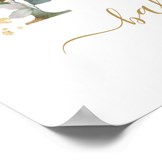 ツインボーイズ緑の葉ウェルカムベビーシャワーのサイン ポスター (角)