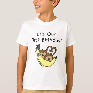 ツインボーイズ誕生日のサルTシャツとギフト Tシャツ