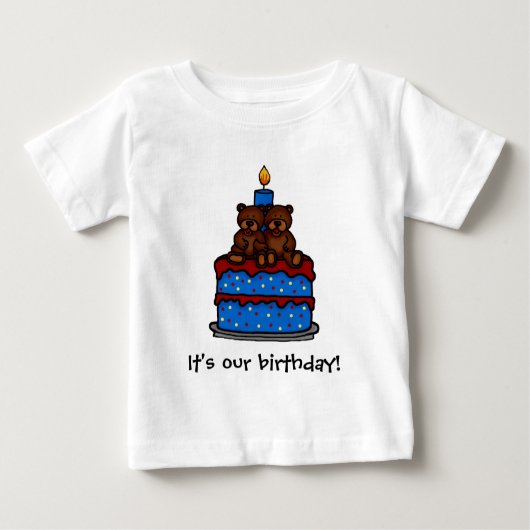 ツインボーイズ誕生日Tシャツ ベビーTシャツ (正面)