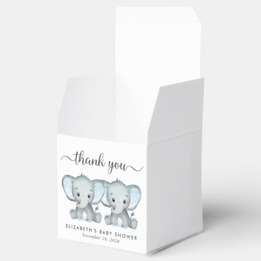 ツインボーイズ象の赤ちゃんシャワー フェイバーボックス (オープン)