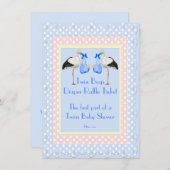 ツインボーイズ赤ちゃんシャワーおむつラッフルチケット 招待状 (正面/裏面)