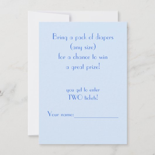 ツインボーイズ赤ちゃんシャワーおむつラッフルチケット 招待状 (裏面)