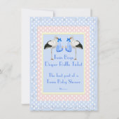 ツインボーイズ赤ちゃんシャワーおむつラッフルチケット 招待状 (正面)