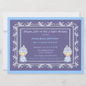 ツインボーイズ赤ちゃんシャワー招待状ブルー 招待状 (裏面)