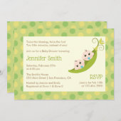 ツインボーイズ赤ちゃんシャワー招待状2つのエンドウ 招待状 (正面/裏面)