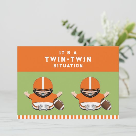 ツインボーイズ赤ちゃんシャワー招待状 招待状 (スタンド正面)