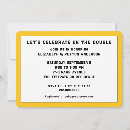 ツインボーイズ赤ちゃんシャワー招待状 招待状 (裏面)