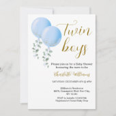 ツインボーイズ赤ちゃんシャワー編集可能招待状 招待状 (正面)