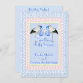 ツインボーイズ赤ちゃんシャワー 招待状 (正面/裏面)