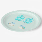 ツインボーイズ青バルーン赤ちゃんシャワー ペーパープレート (アングル)