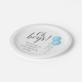 ツインボーイズ青バルーン赤ちゃんシャワー ペーパープレート (アングル)