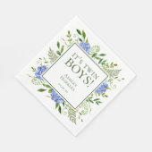 ツインボーイズ青紫陽花ボーイベビーシャワー スタンダードランチョンナプキン (角)