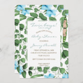 ツインボーイズ·ベイビーがポッド招待状で2頭のピースを浴びる 招待状 (正面/裏面)