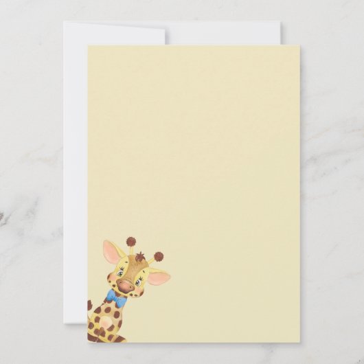 ツインボーイズSafariキリンかわいい赤ちゃんシャワー 招待状 (裏面)