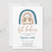 ツインボーイズTEDDYベアーレインボーベビーシャワー 招待状 (正面)