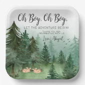 ツインボーイディアウッドランドベビーシャワー ペーパープレート (正面)