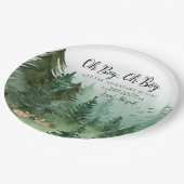 ツインボーイディアウッドランドラウンドベビーシャワー ペーパープレート (アングル)