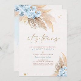 ツインボーイパンパスグラスボヘミアン砂漠の赤ちゃんシャワー 招待状