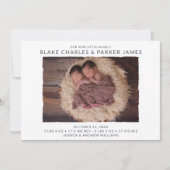 ツインボーイフォト誕生 案内状 (正面)