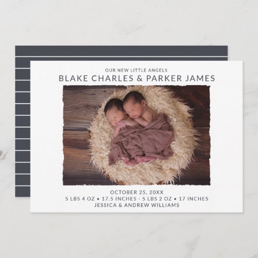 ツインボーイフォト誕生 案内状 (正面/裏面)