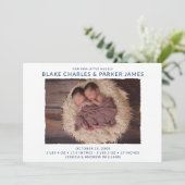 ツインボーイフォト誕生 案内状 (スタンド正面)