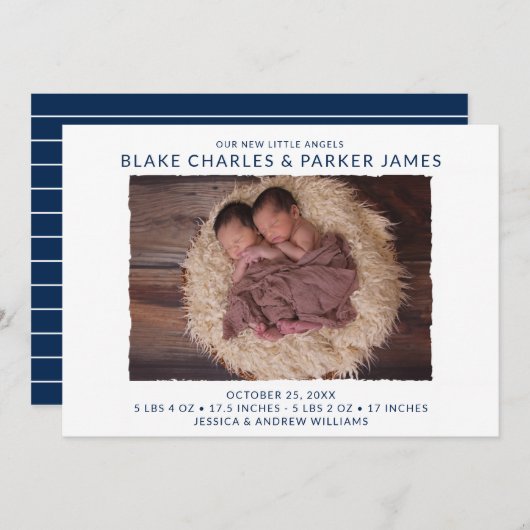 ツインボーイフォト誕生 案内状 (正面/裏面)