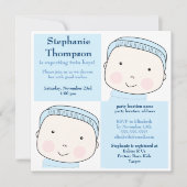 ツインボーイブルーブロックズベビーシャワー招待状 招待状 (正面)