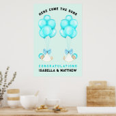 ツインボーイ赤ちゃんシャワーおめでとうポスター ポスター (キッチン)