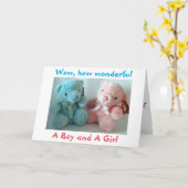 ツインボーイ/ツインガールおめでとう カード (黄色い花)