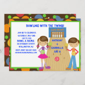 ツインボーリング誕生日パーティーの招待 招待状 (正面/裏面)