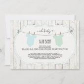 ツインボ素朴ーイズ用ベビーシャワー招待状 招待状 (正面)