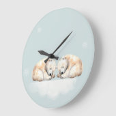 ツインポーラベア子供部屋 ラージ壁時計 (傾斜)