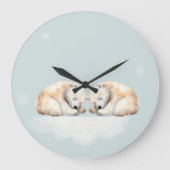 ツインポーラベア子供部屋 ラージ壁時計 (正面)