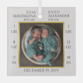 ツインミニマルベビー名誕生統計フォトキープサケ ガラスオーナメント